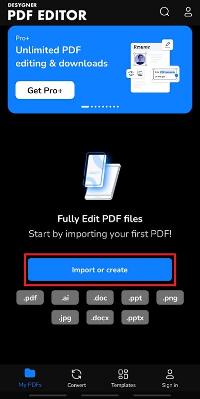 import pdf into app