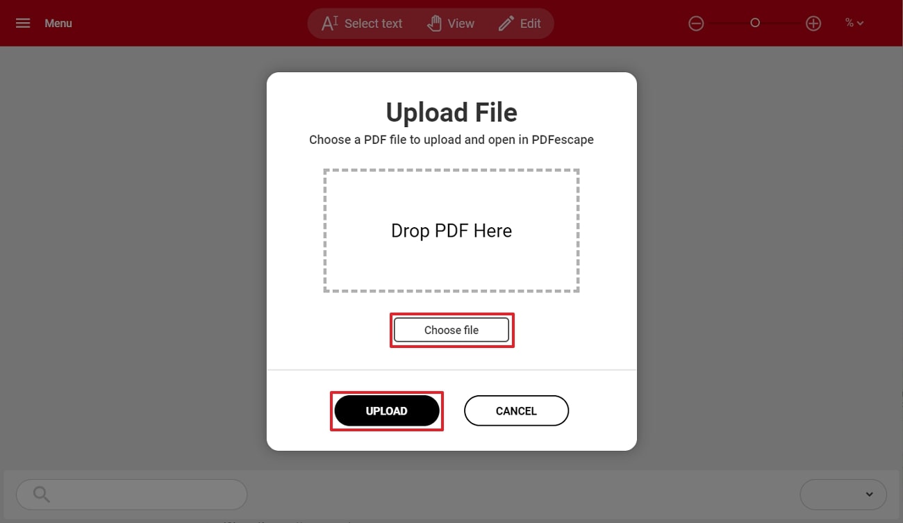 add pdf file across pdfescape