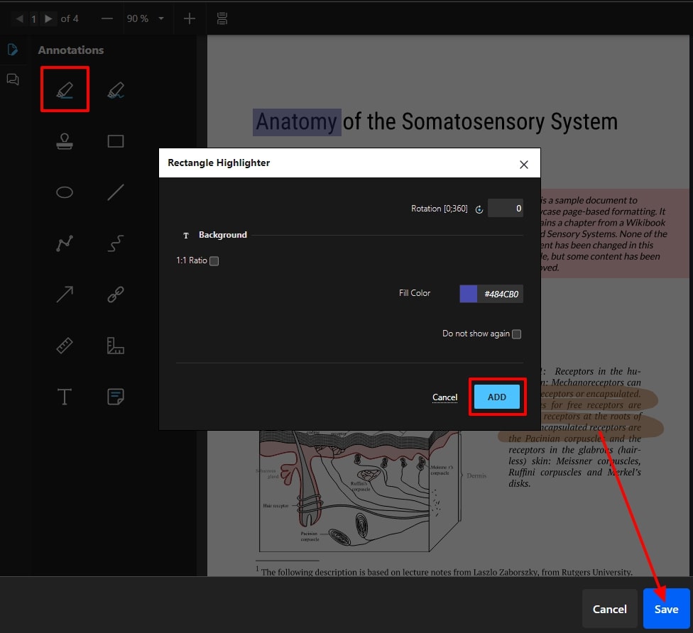 add highlight in avepdf