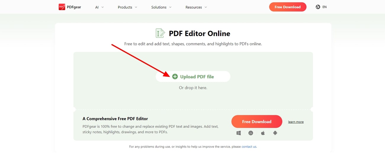 upload pdf across pdfgear