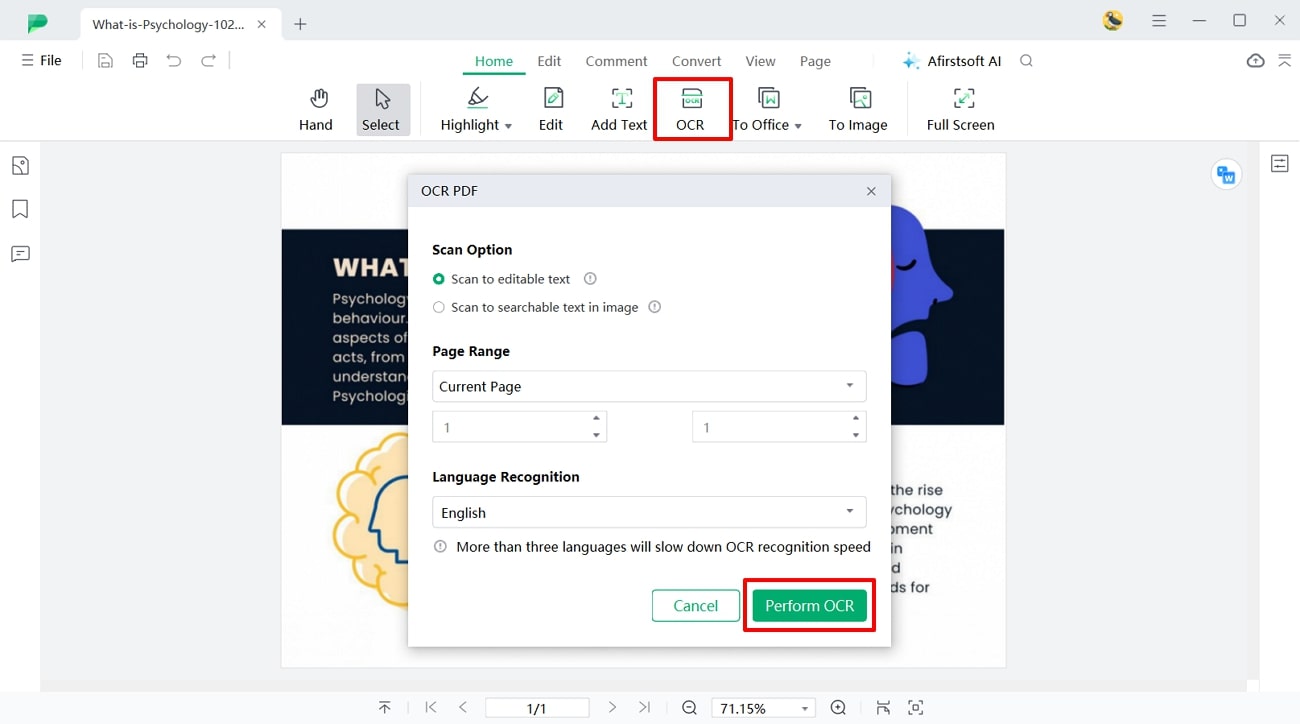 perform ocr on scanned document