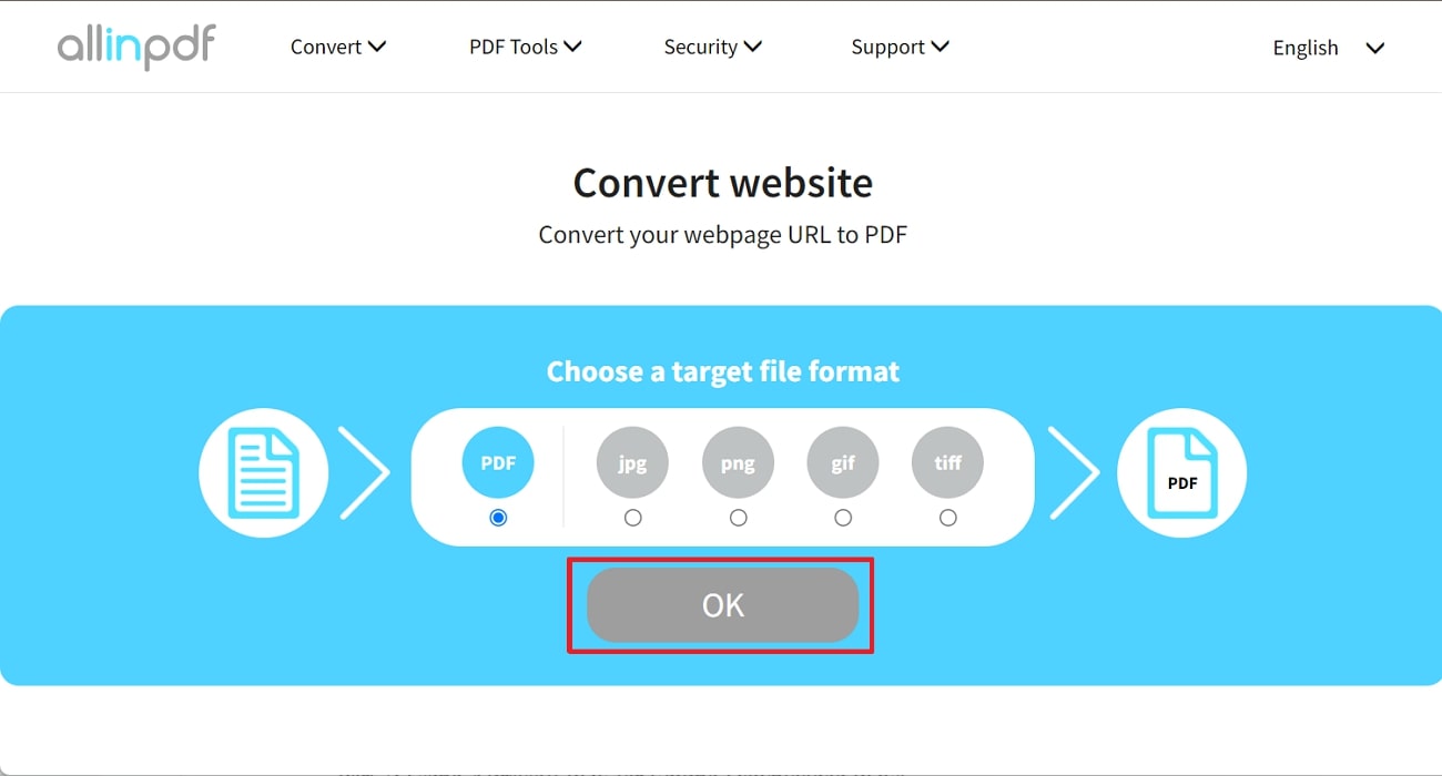 select a format and continue