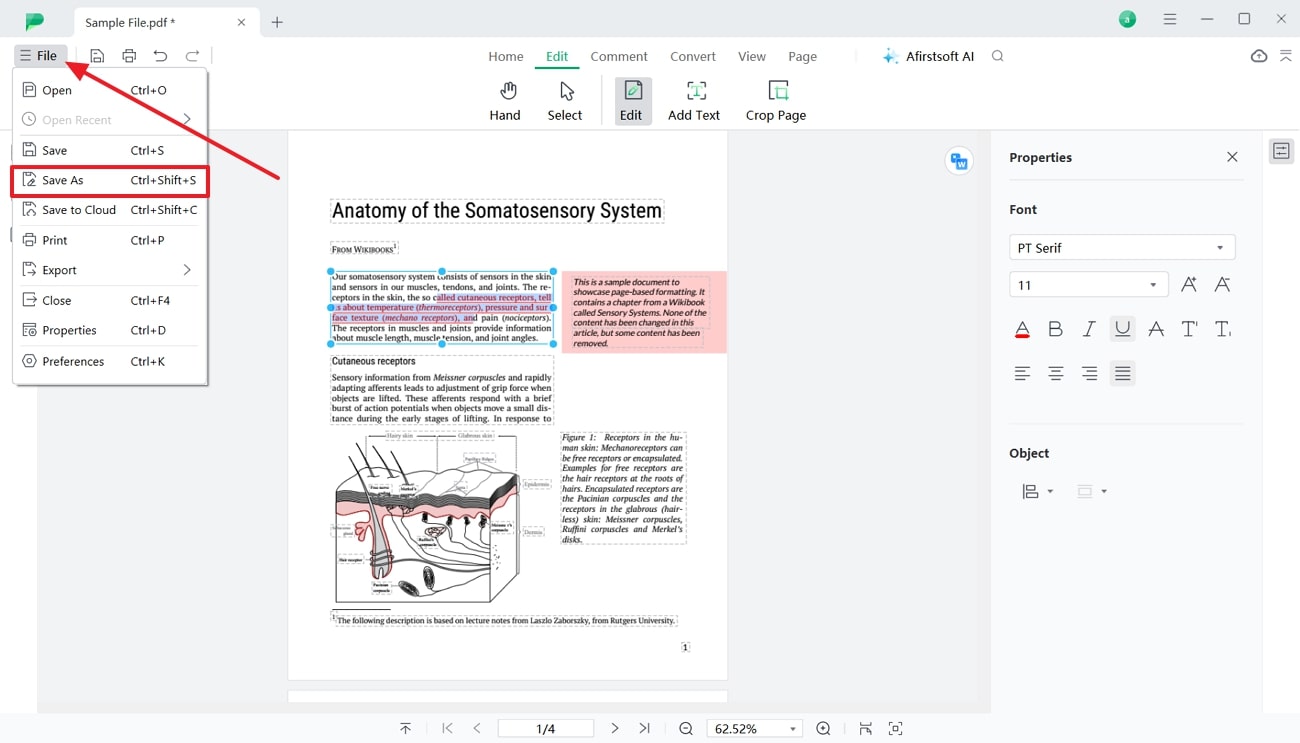 save pdf file after edits