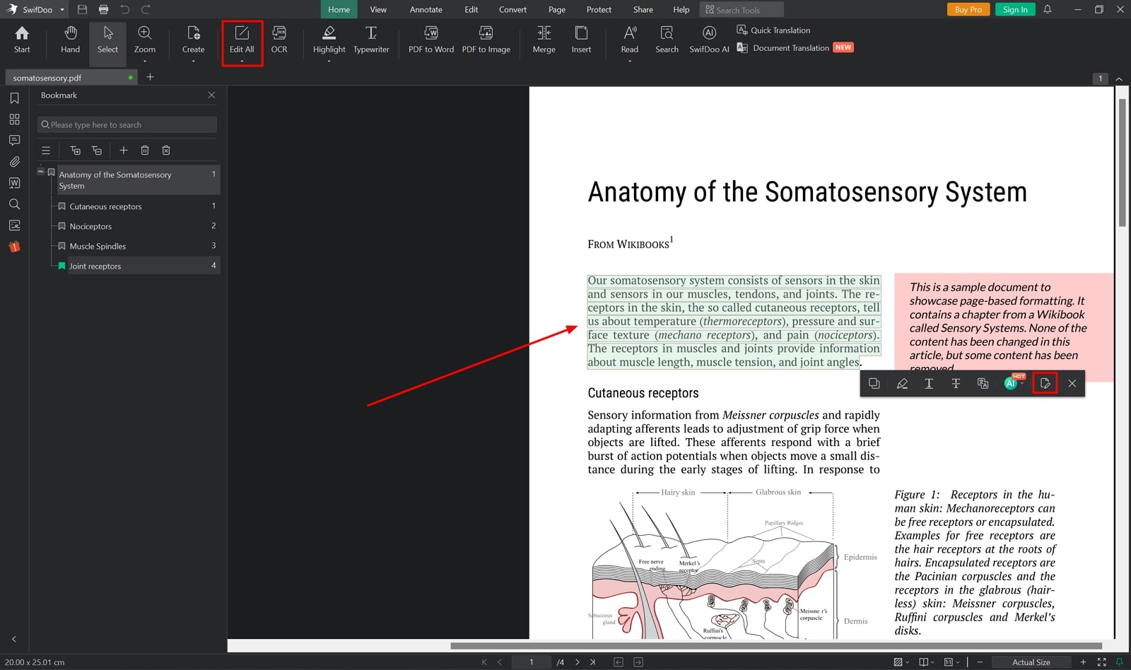 proceed to edit text in swifdoo