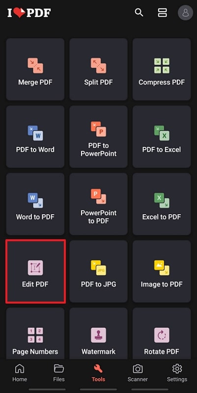 edit pdf in ilovepdf app