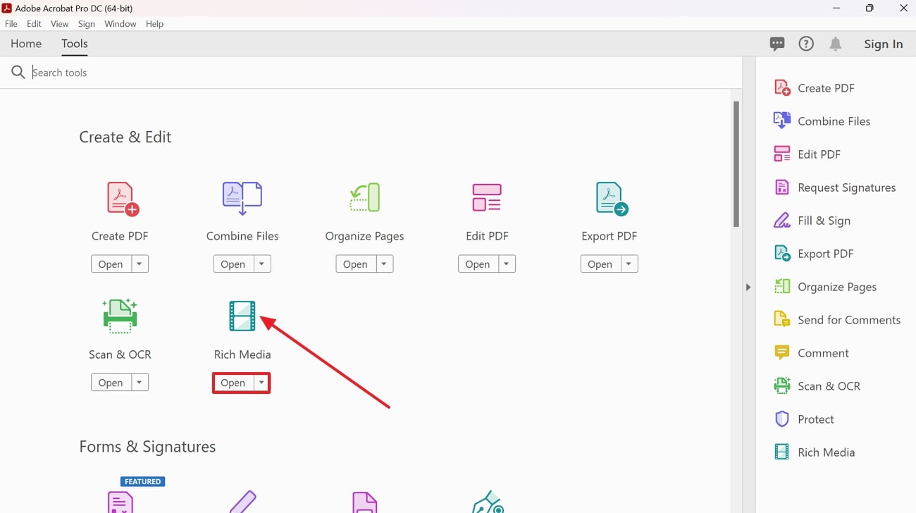 open rich media acrobat