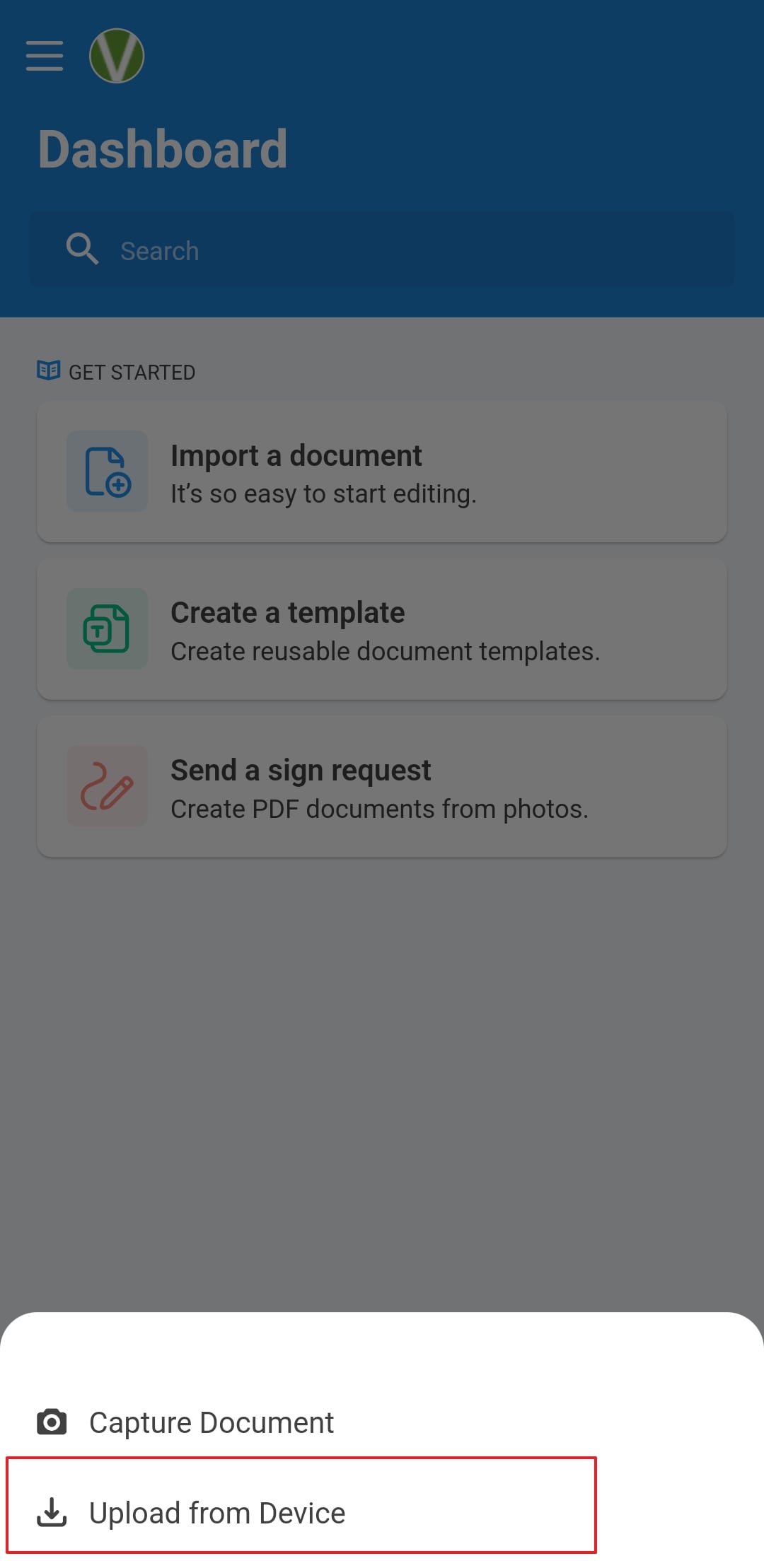 upload pdf into dochub app