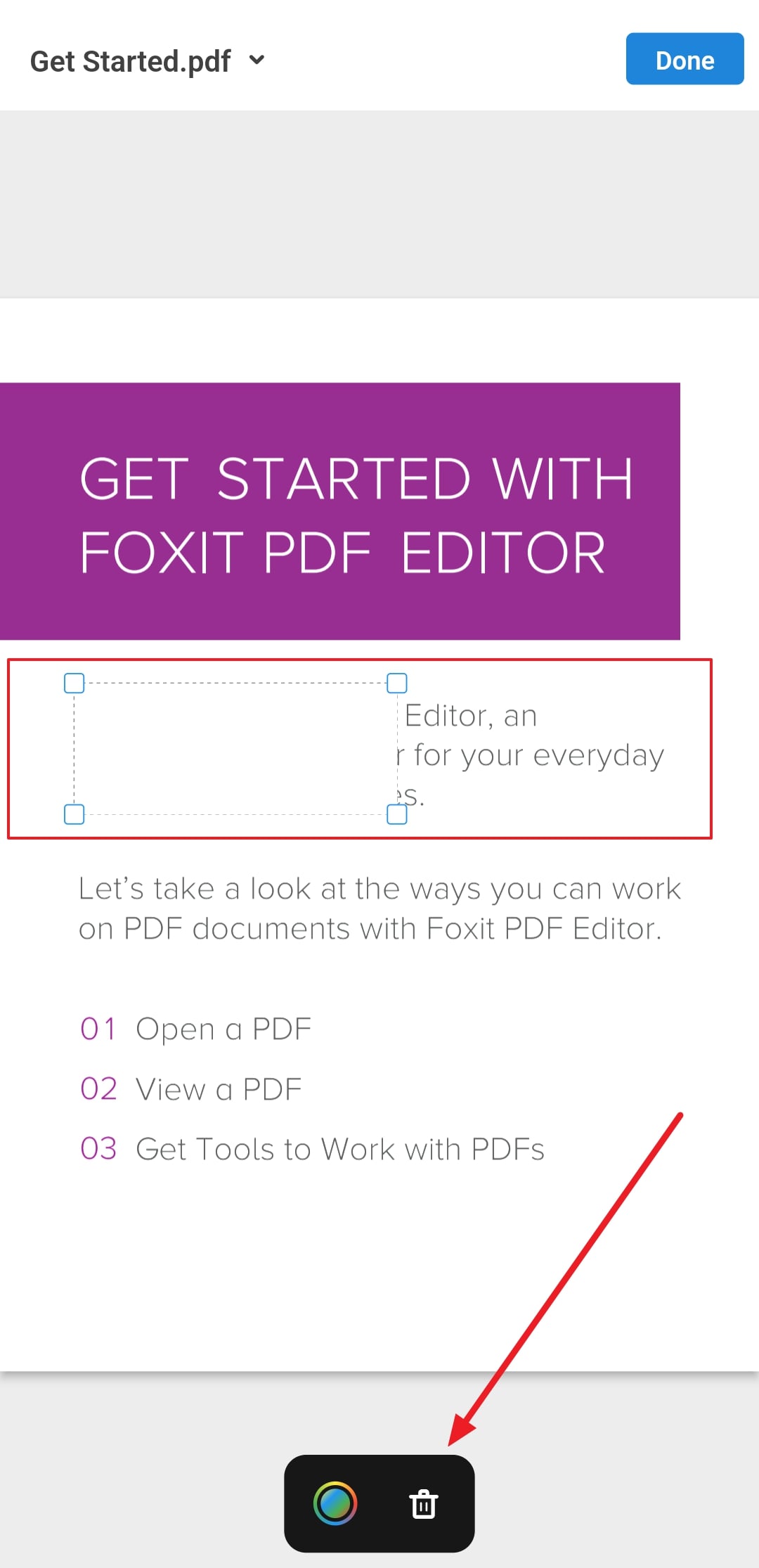 delete text from pdf dochub