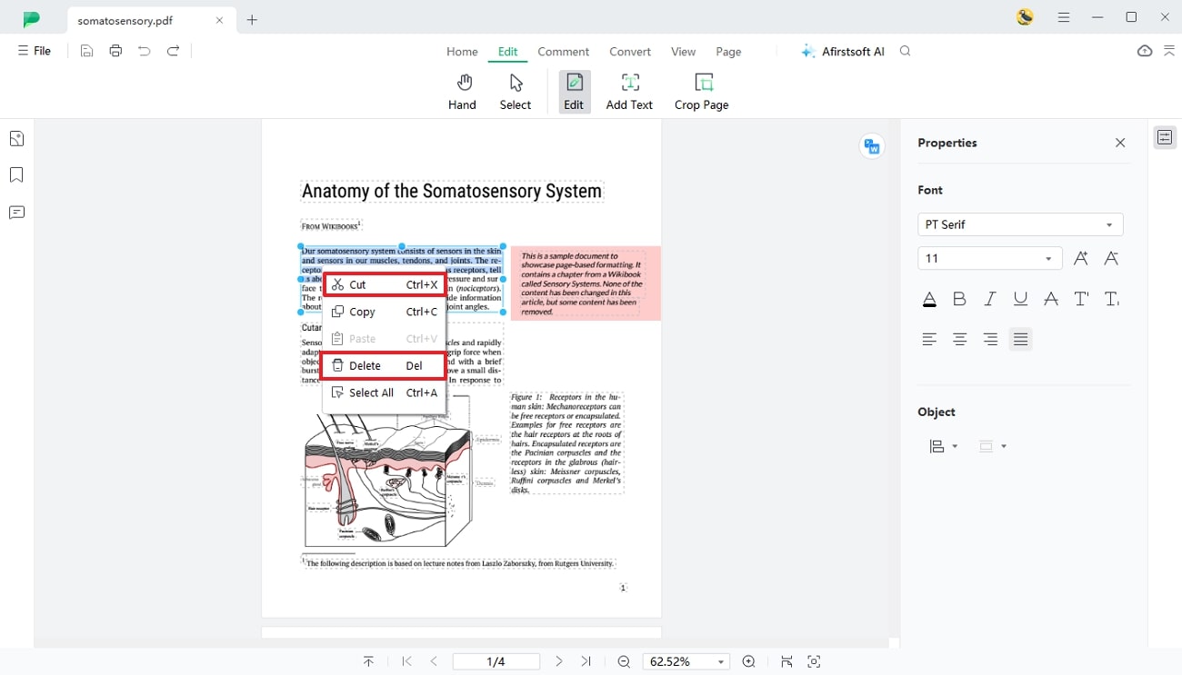 erase text using afirstsoft pdf