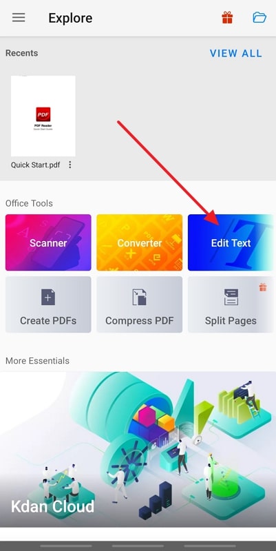 start text edit kdan pdf reader