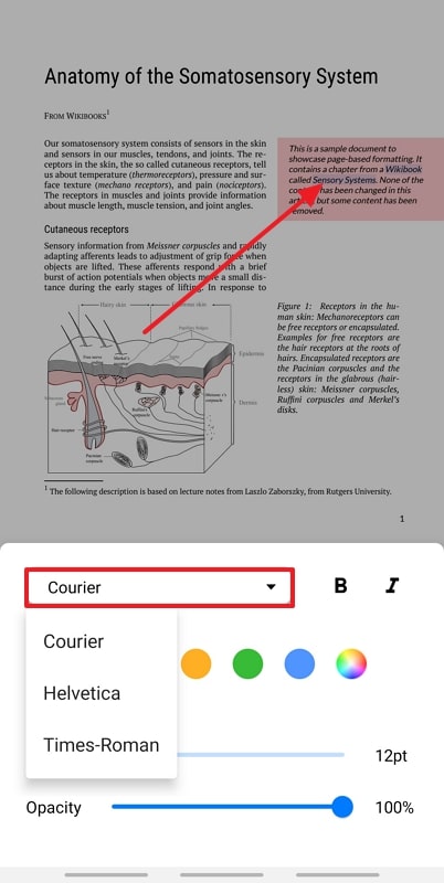 manage text font settings kdan