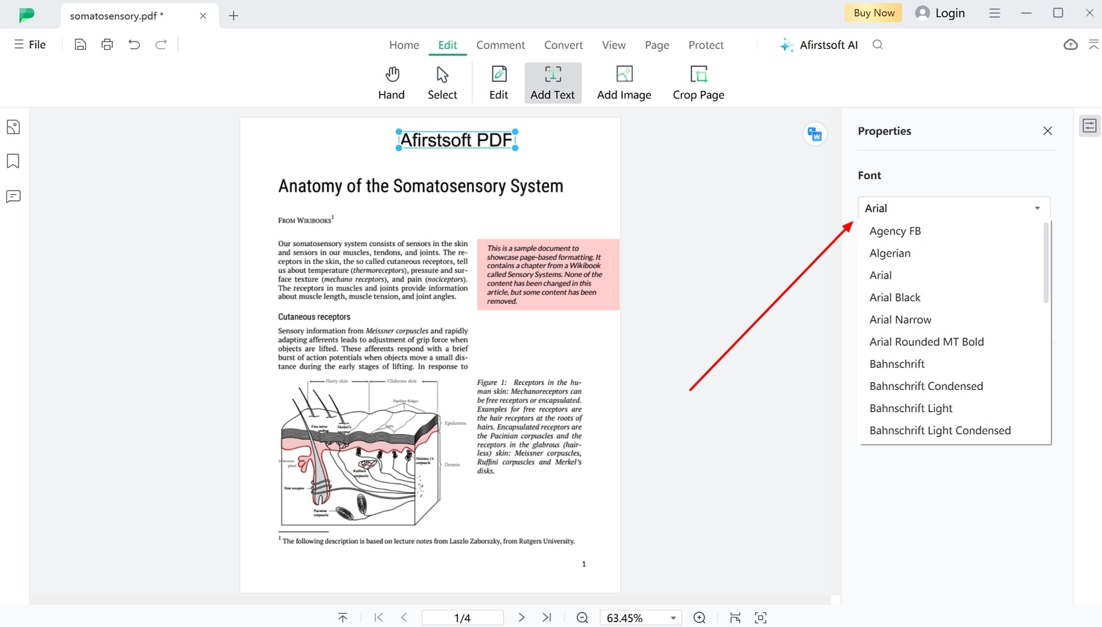 add text and adjust font afirstsoft