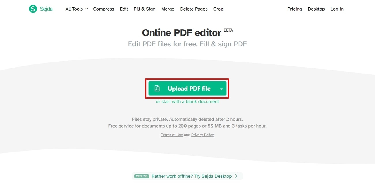 upload pdf across sejda