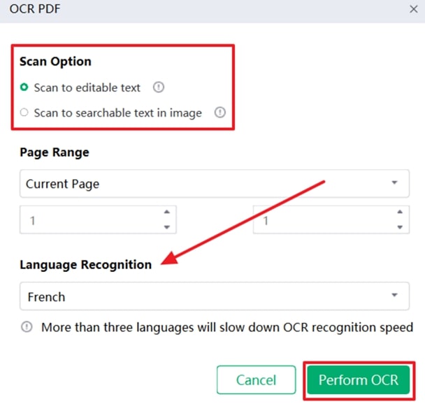 define ocr properties and execute