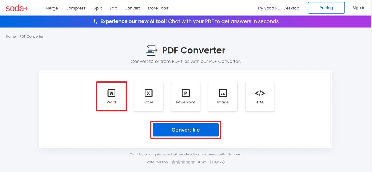 select format and convert soda pdf