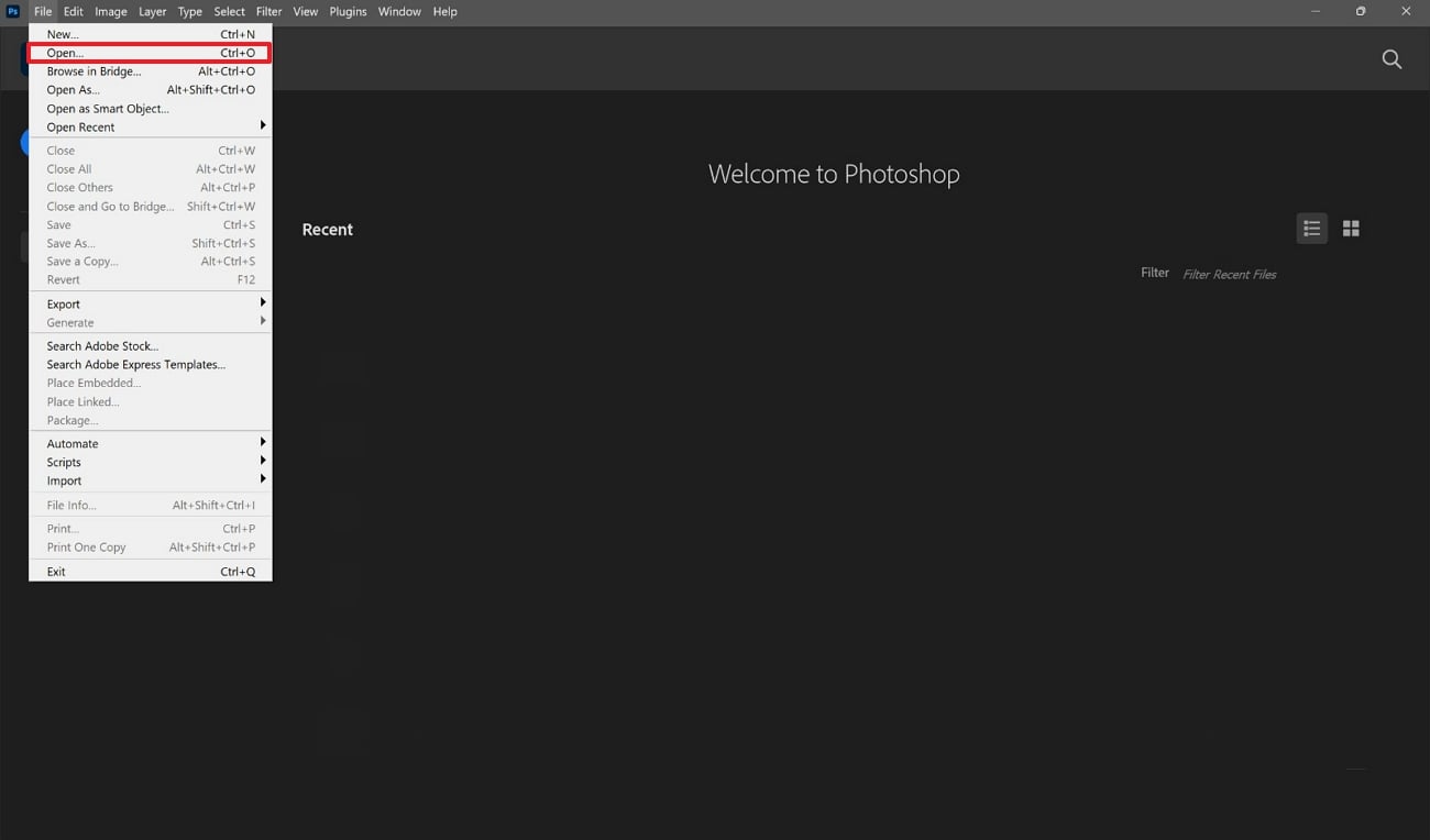 open file in adobe photoshop