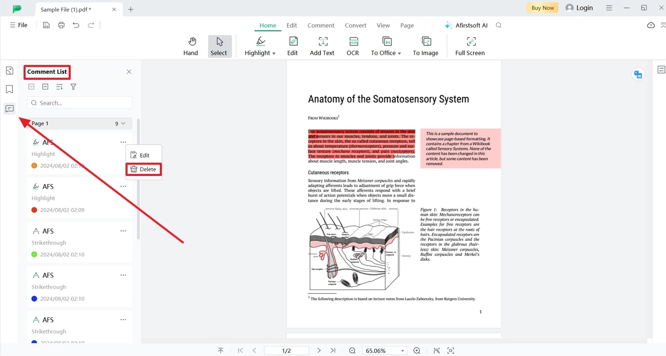 remove highlight across pdf