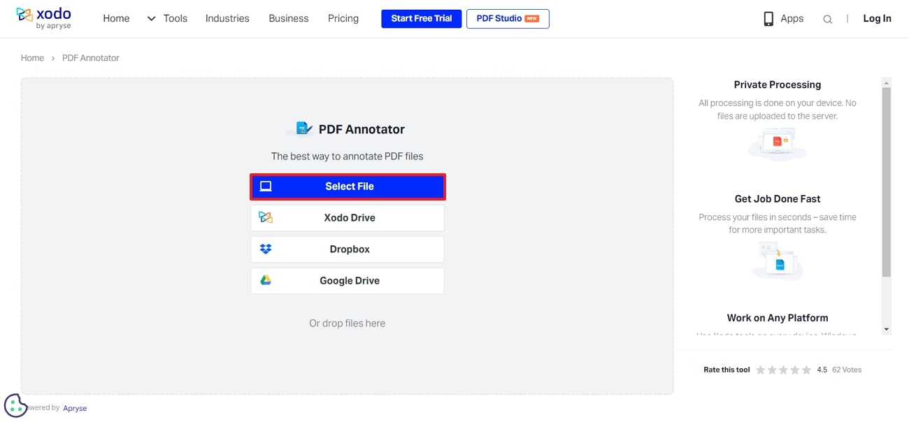 upload pdf file in xodo