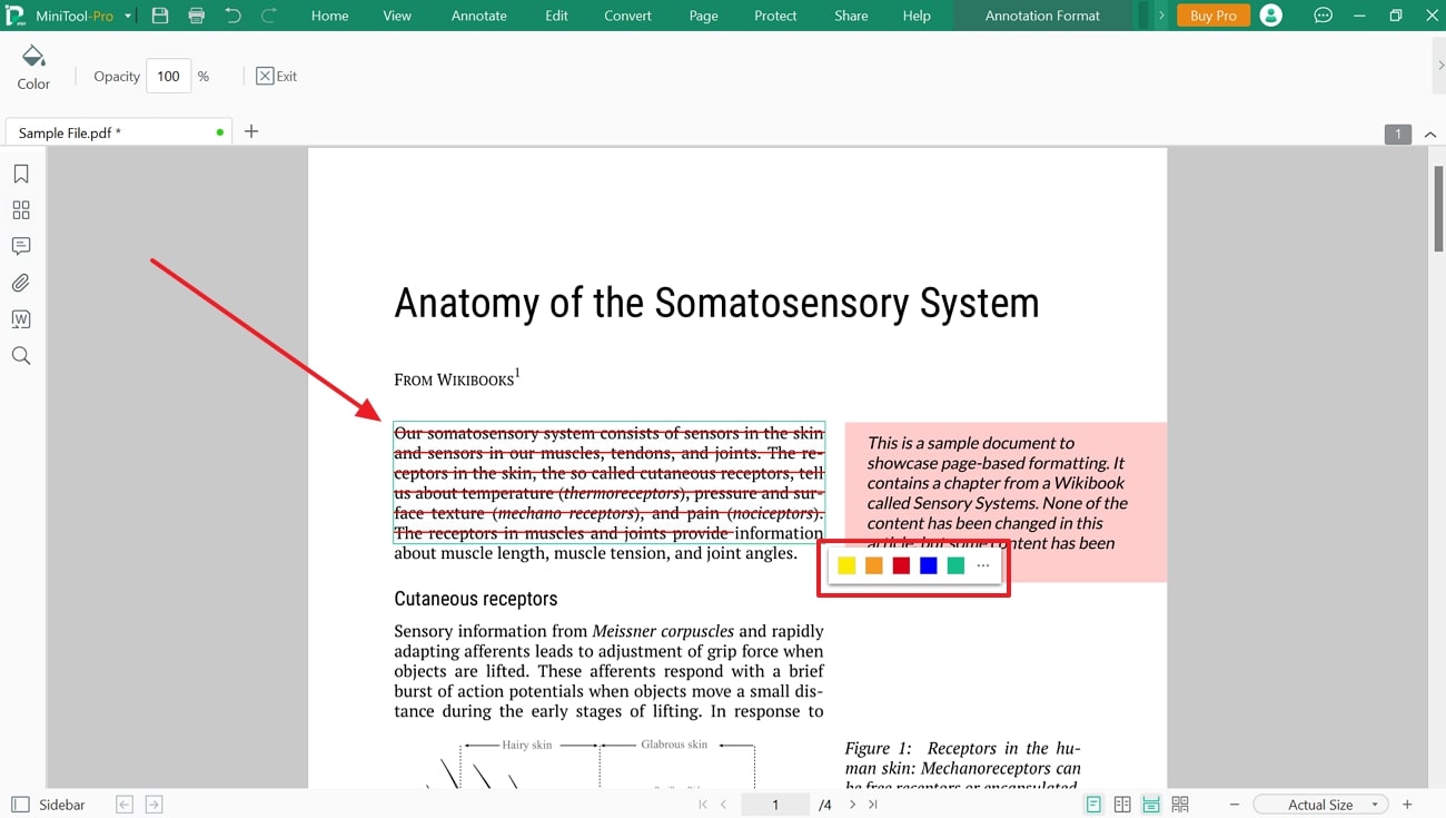 add strikethrough in text minitool