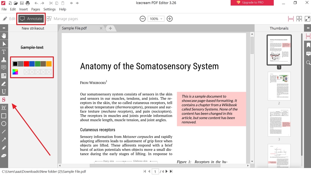 perform strikeout on icecream pdf editor