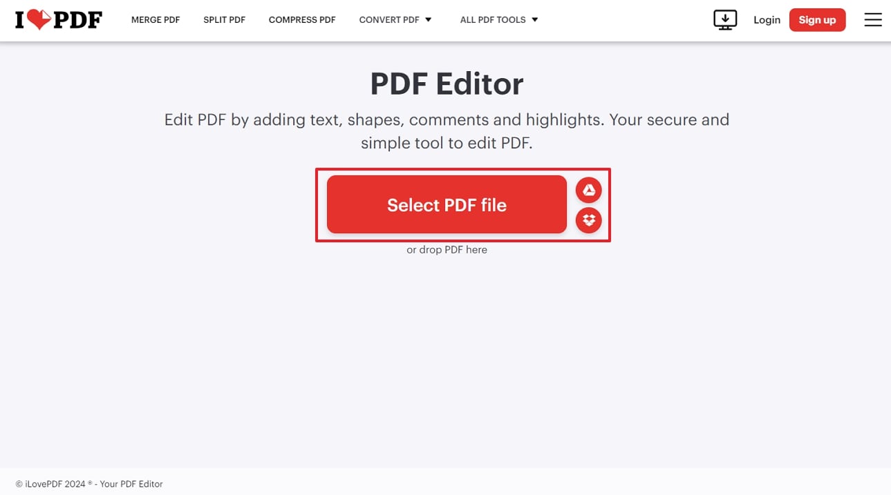 add pdf across ilovepdf