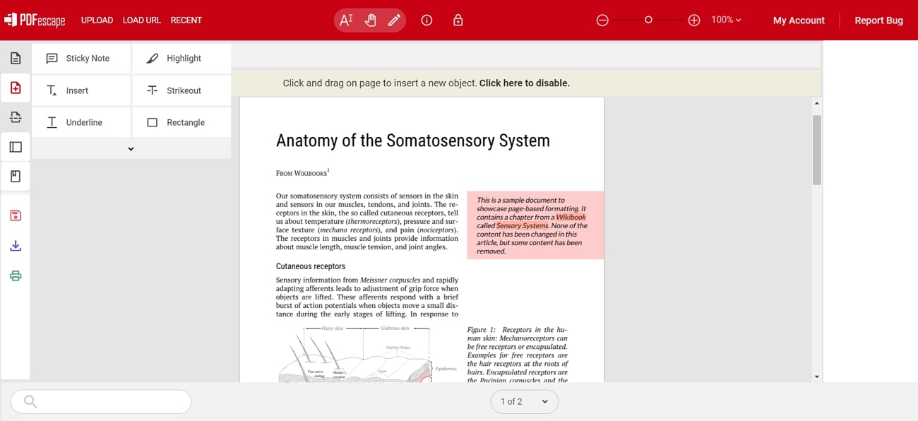 pdfescape underline text pdf