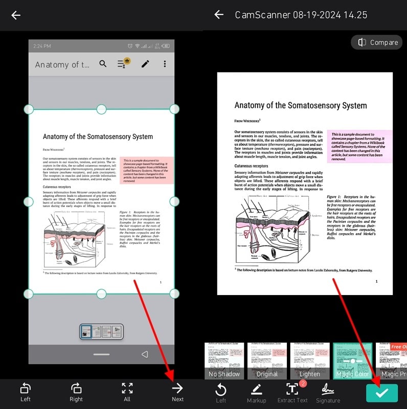 remove highlights in camscanner