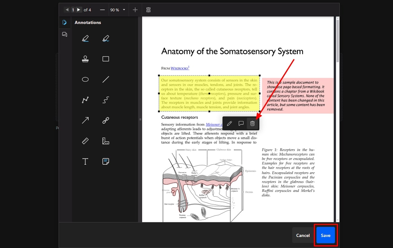 delete highlights from pdf avepdf