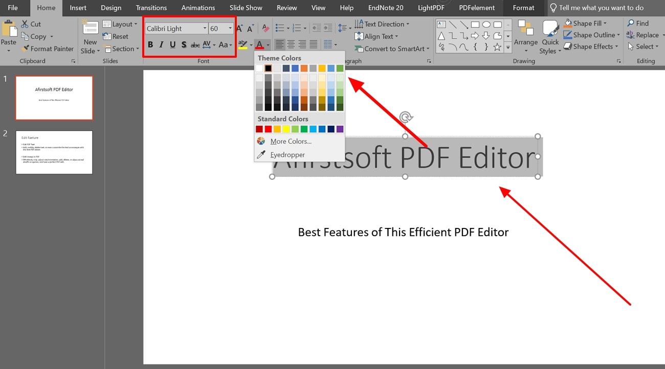 change pdf slide appearance