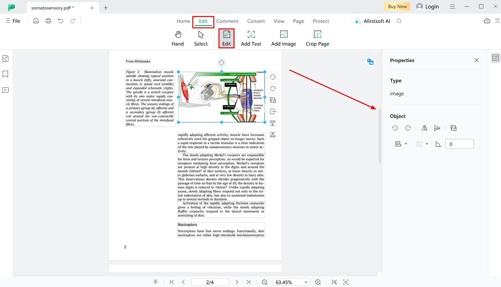 access edit feature in afirstsoft pdf