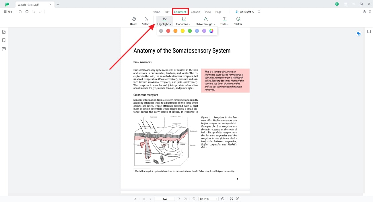 highlight text across afirstsoft pdf