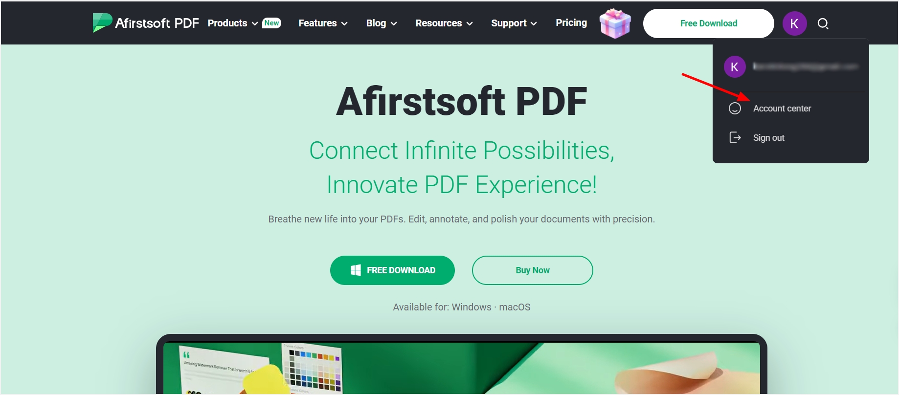 Afirstsoft PDF account center