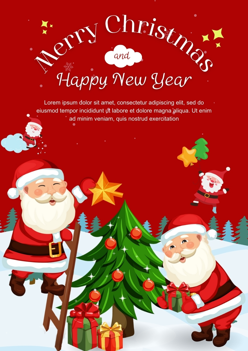 happy christmas and happy new year card