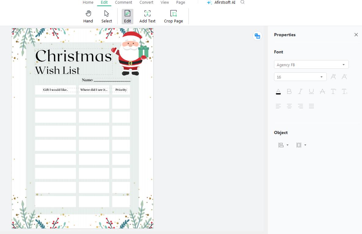 edit christmas wish list printable