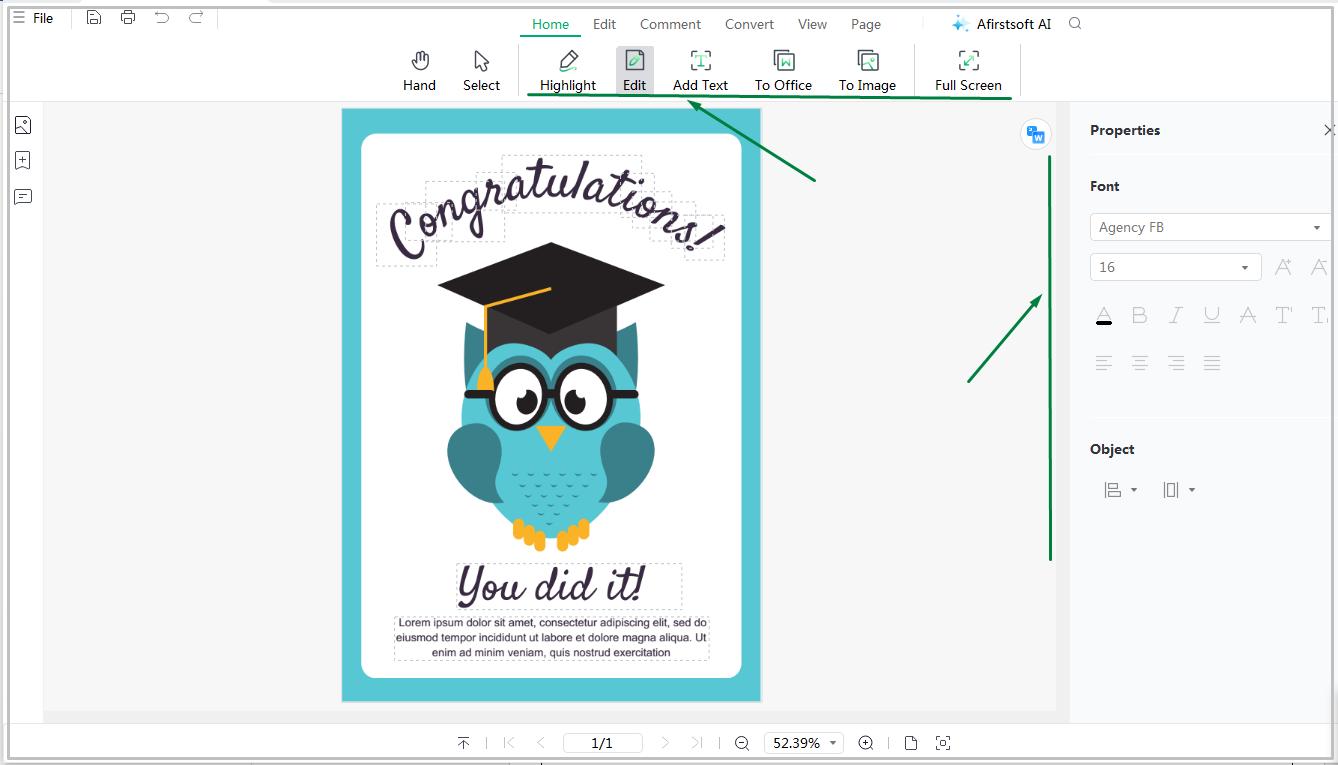 edit congrats grad card message