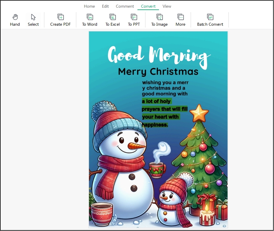 convert merry christmas good morning wishes card