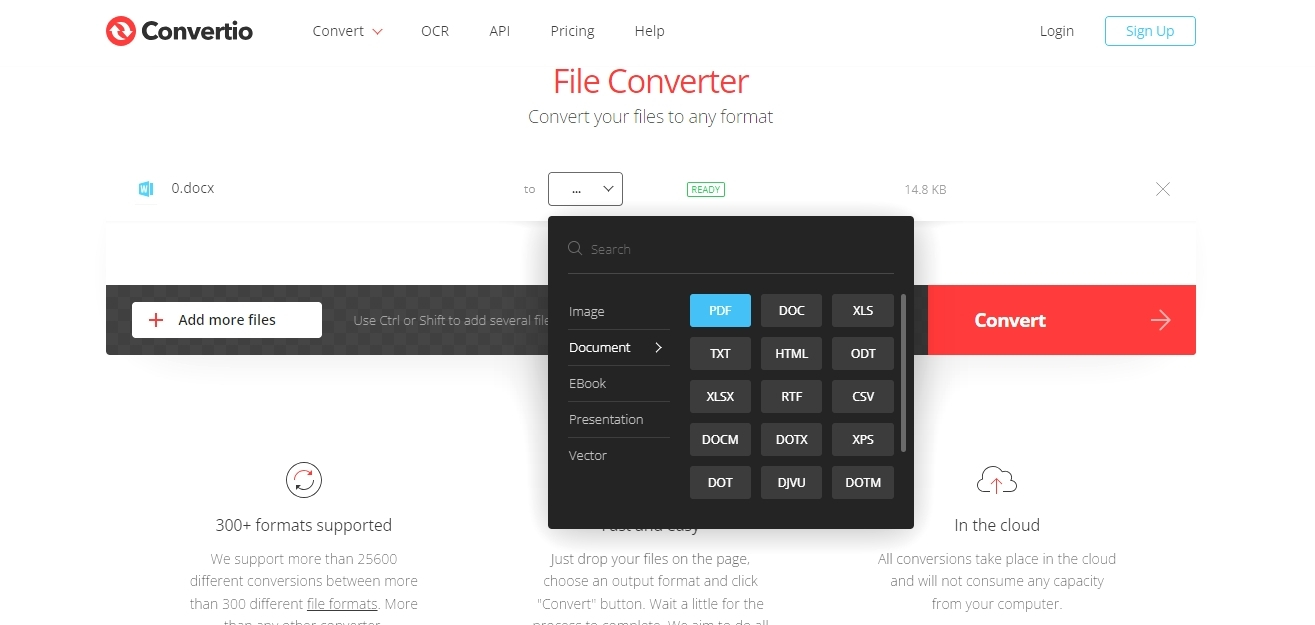 choose output format as pdf