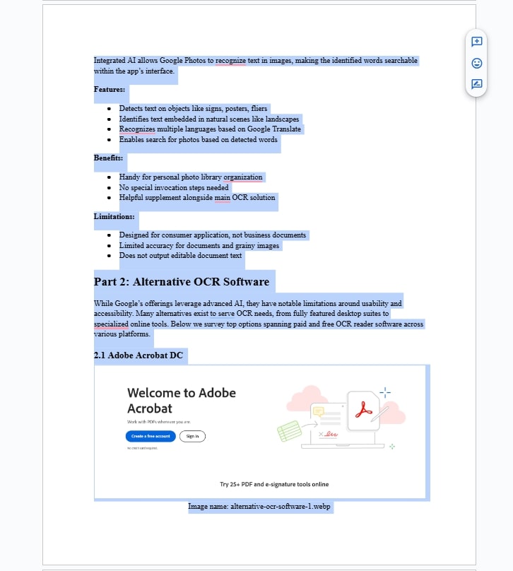 navigating to the  page in google docs, selecting and deleting content