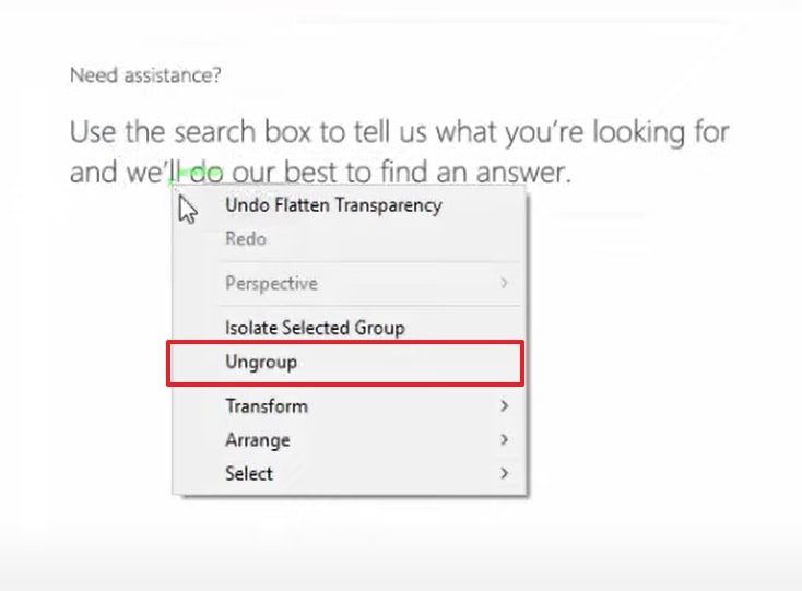 choose the ungroup option