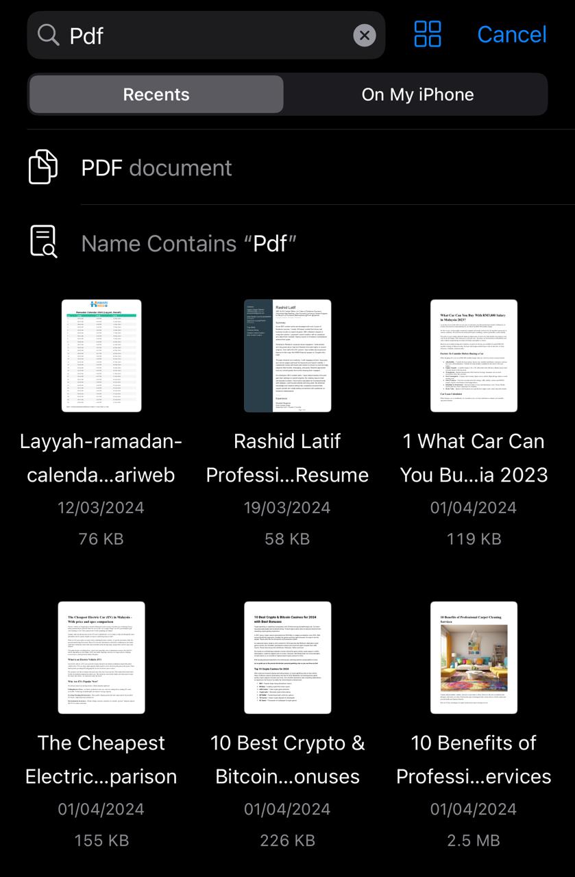 Finding PDF Files on iPhone Devices by using File App