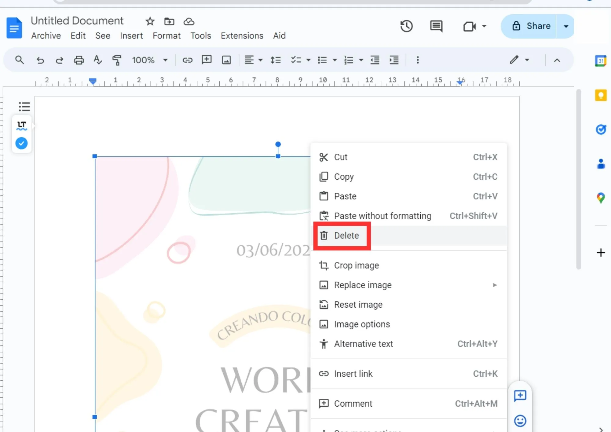 remove google docs background