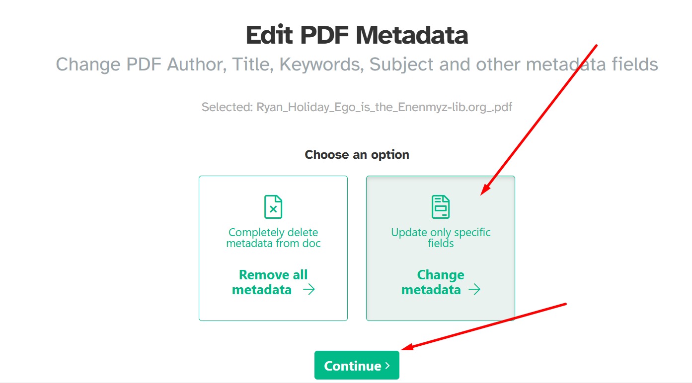 Change metadata