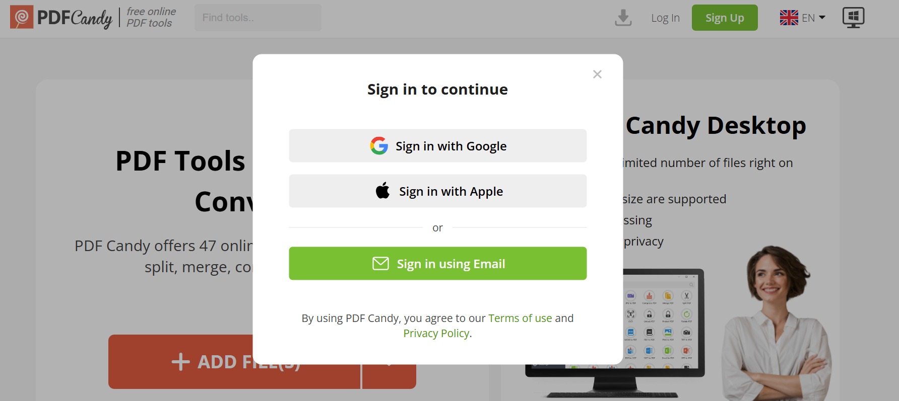 Login to PDF Candy