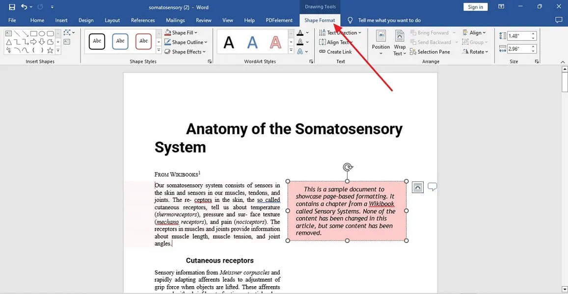 select object and open formatting menu