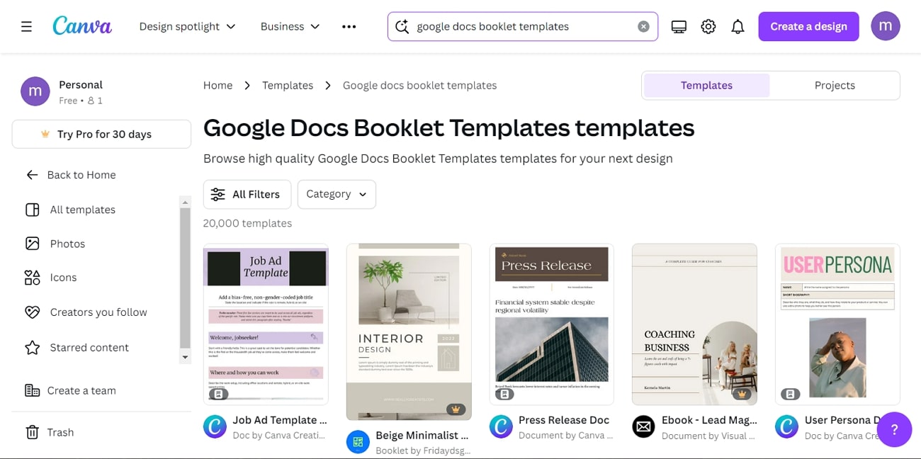 canva google docs booklet templates