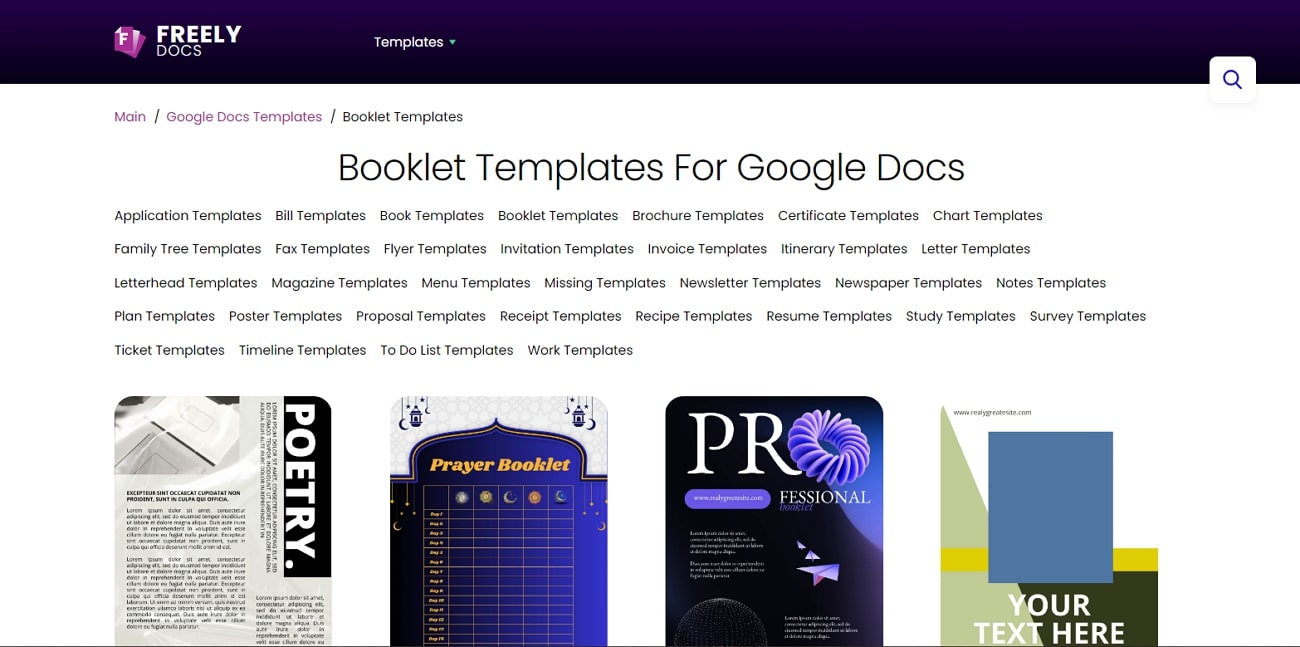 freelydoc google docs booklet templates