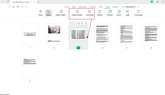 select page feature in afirstsoft pdf