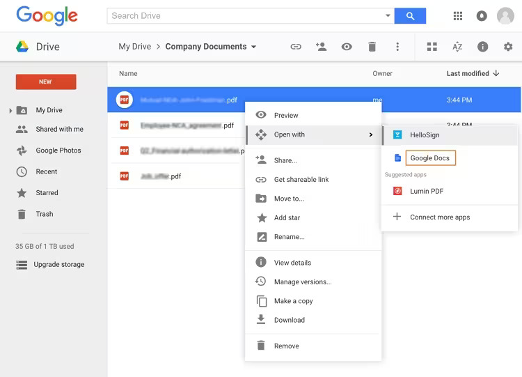 how to open pdf in google docs