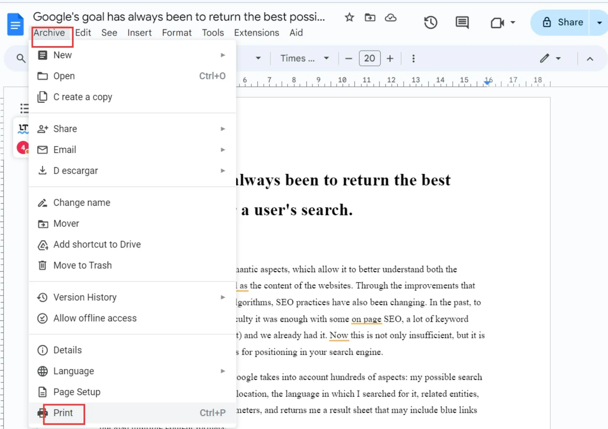 open google document file in browser