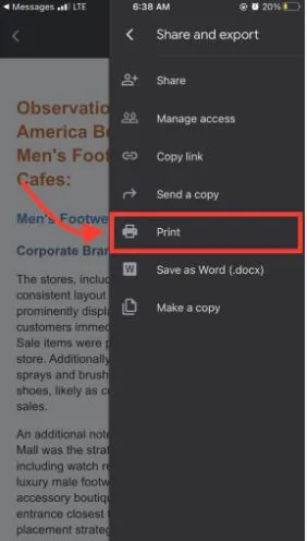 select print option